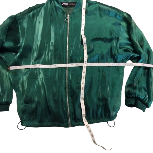 TEMPORARY PRICE REDUCTION EUC Zara Green sheer bomber style jacket Size XS - Picture 6 of 6